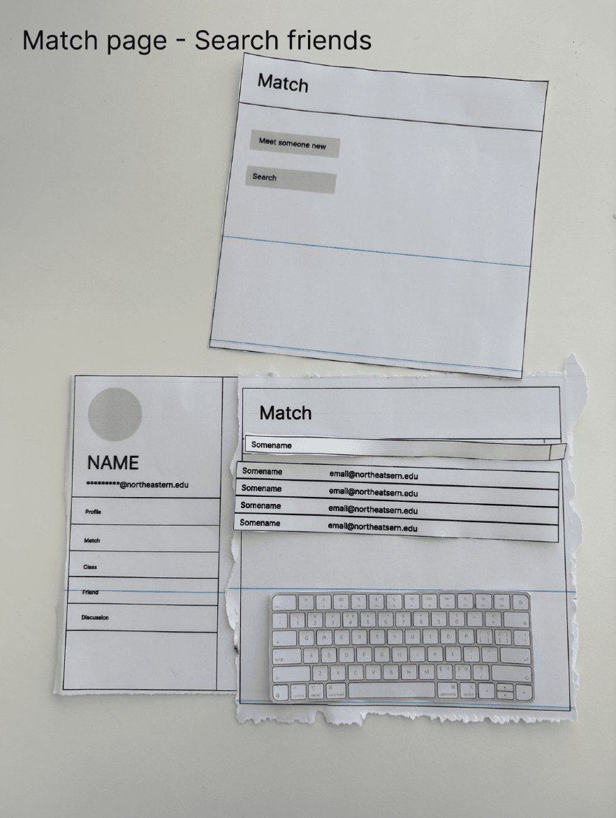 Paper prototype — screens 3